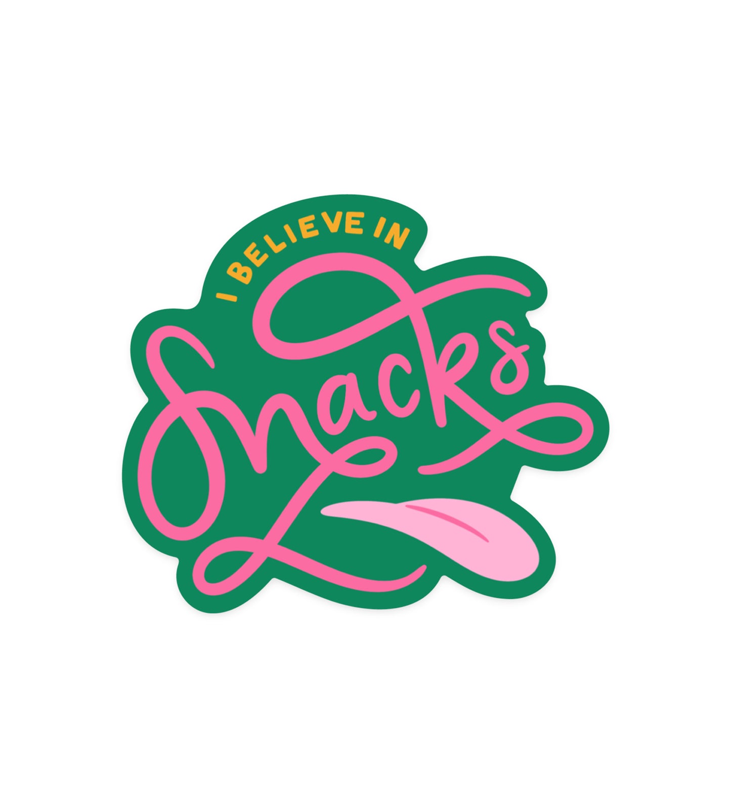 Food lover sticker with 'Snacks' text celebrating snack culture