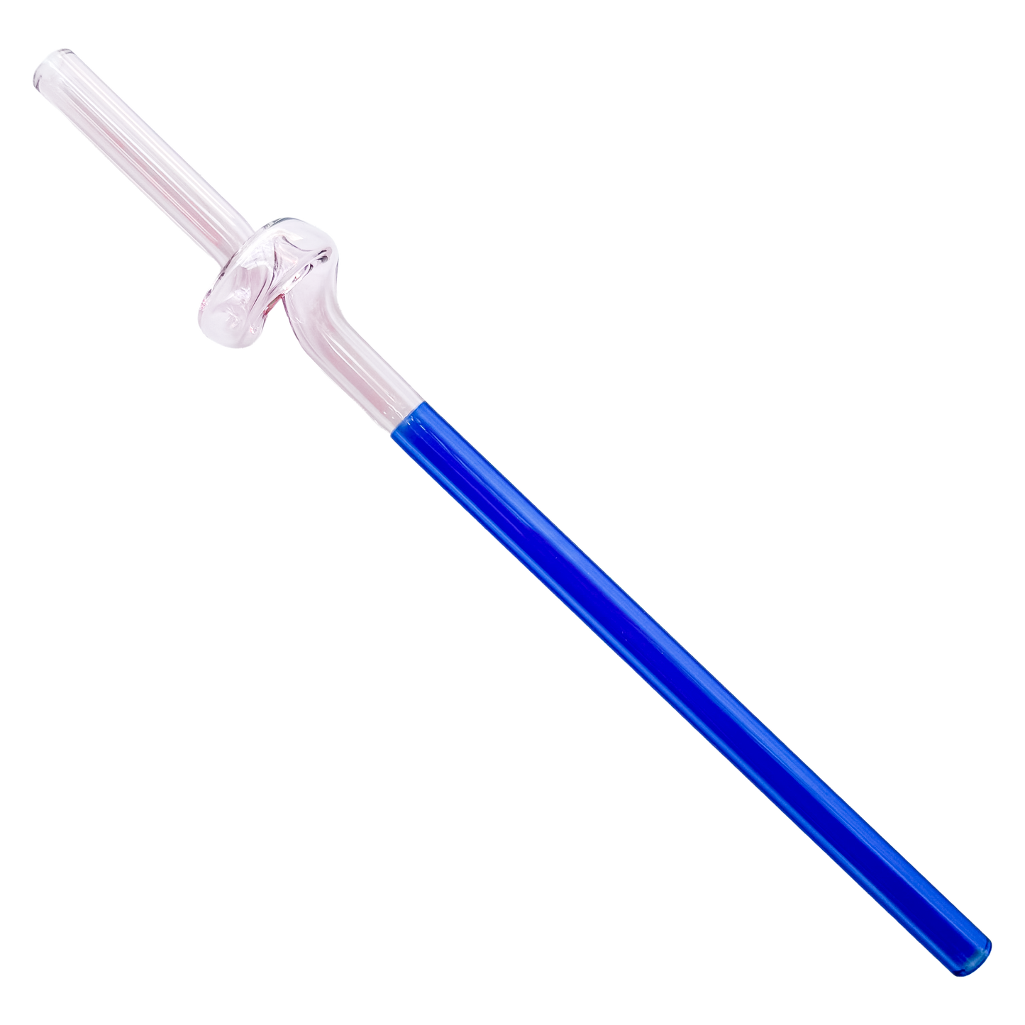 Colorful glass silly straw with pink and blue color block design