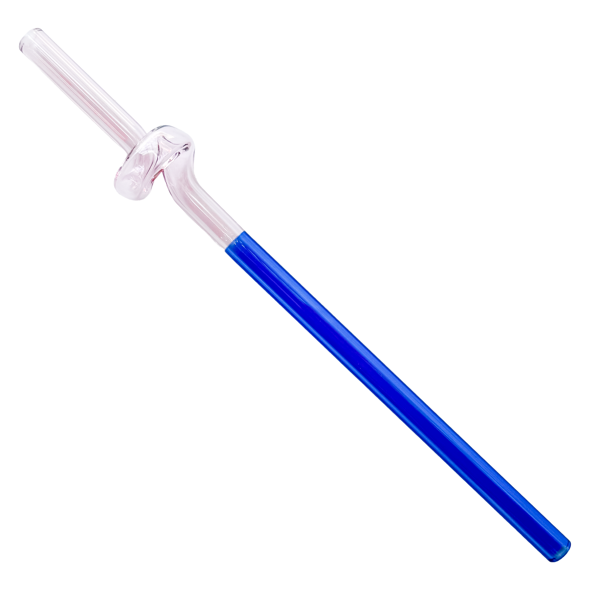 Colorful glass silly straw with pink and blue color block design