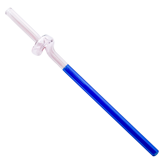 Colorful glass silly straw with pink and blue color block design