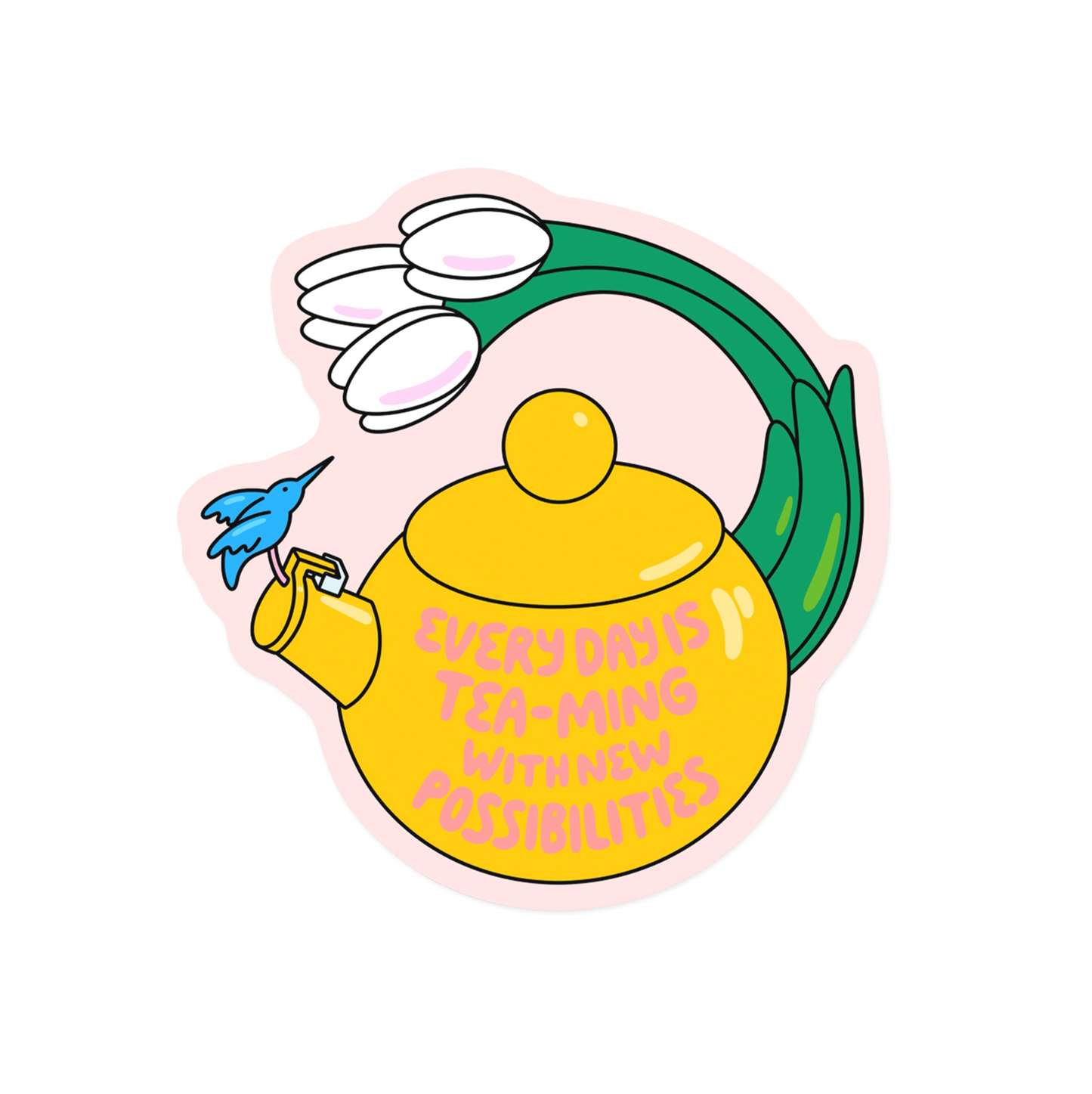 Retro teapot sticker with vintage design and classic tea theme