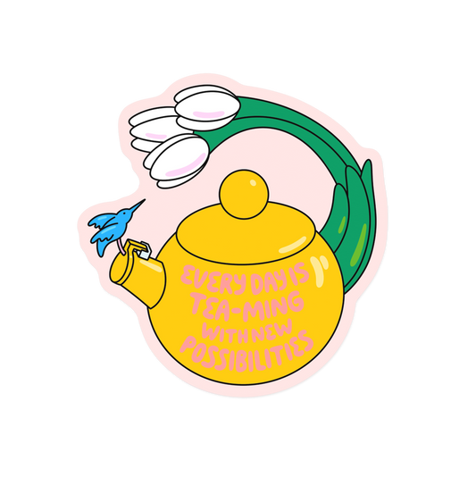 Retro teapot sticker with vintage design and classic tea theme
