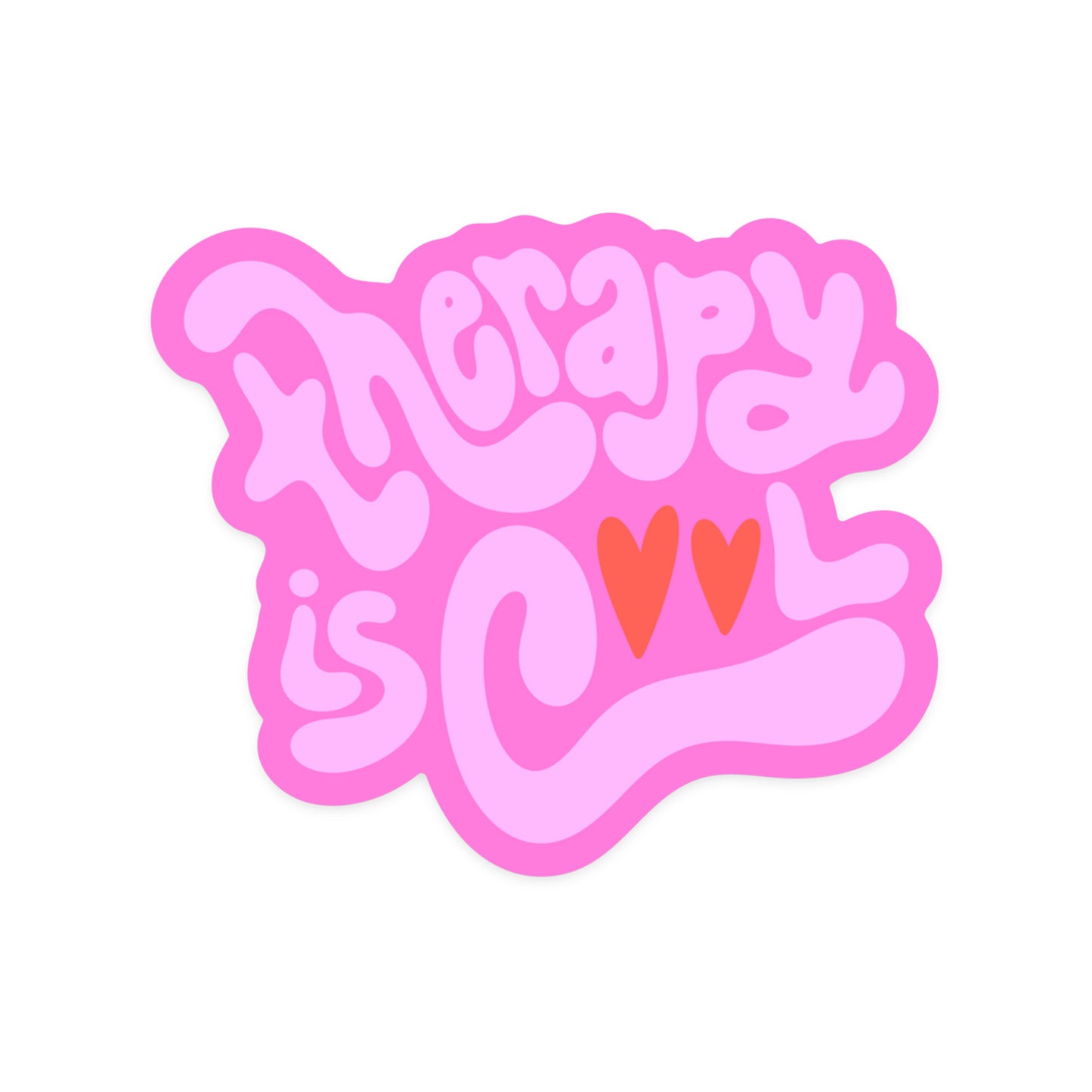 Mental health awareness sticker with 'Therapy Is Cool' destigmatizing message