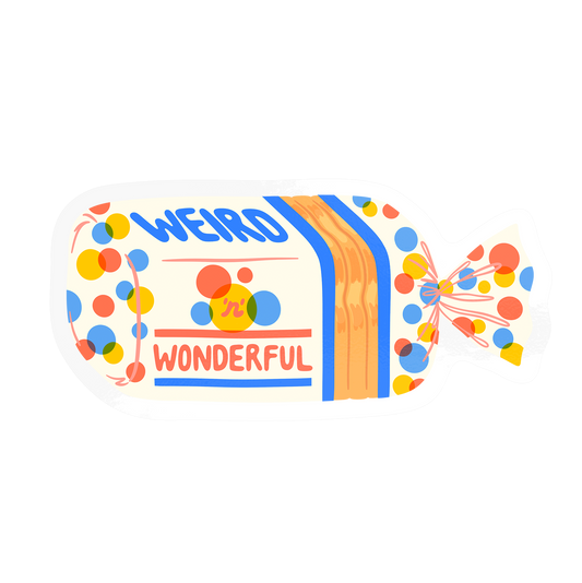 Self-acceptance sticker with 'Weird And Wonderful' embracing uniqueness