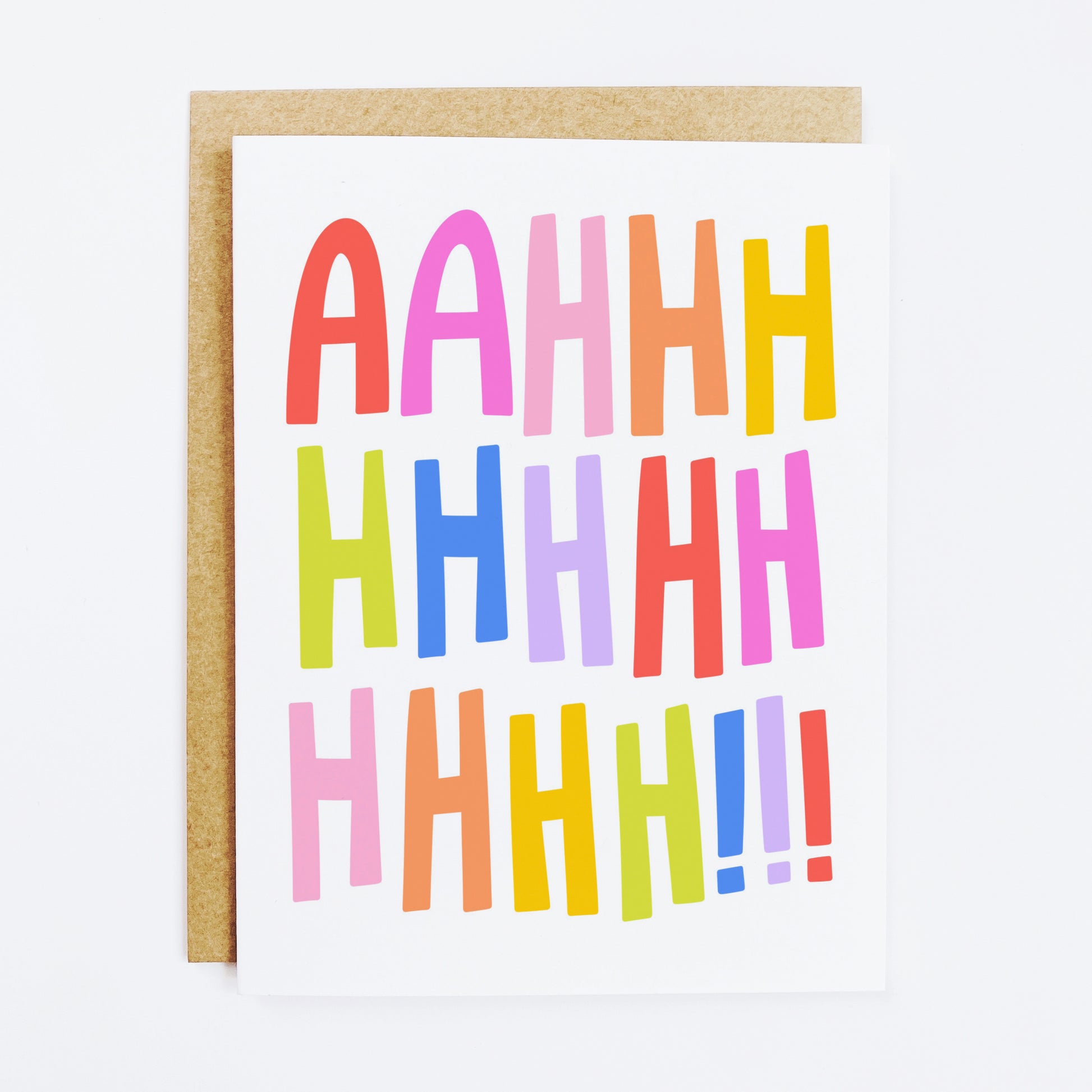 Expressive card with elongated 'Ahhhh' text for various emotions