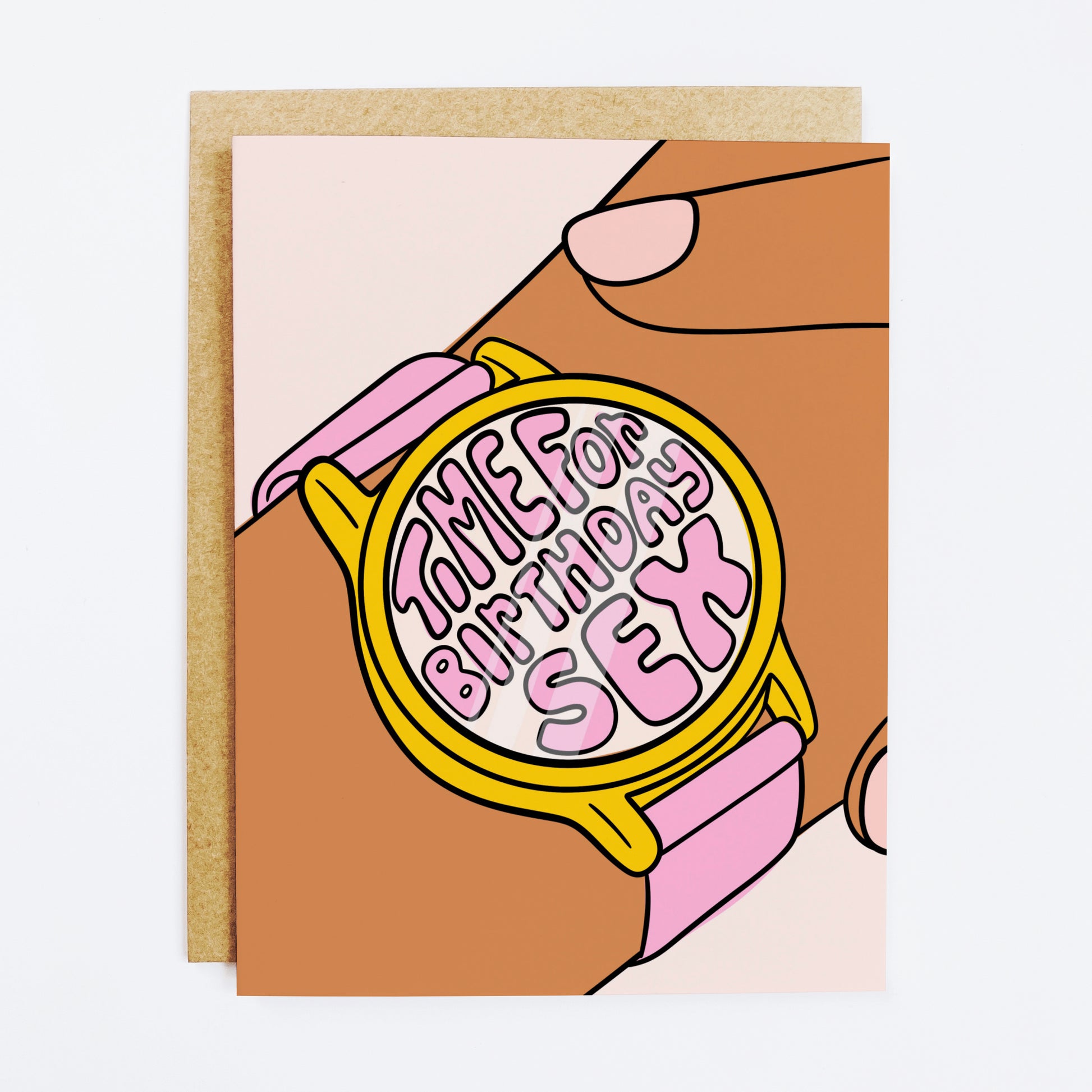 Adult humor birthday card with 'Time For Birthday Sex' cheeky text