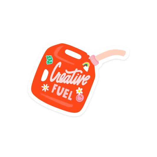 Inspirational sticker with 'Creative Fuel' text for artists and creators