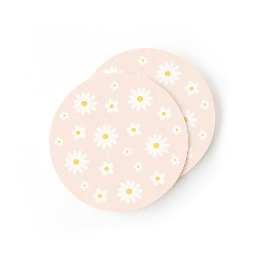 Floral coasters featuring cheerful daisy flower designs