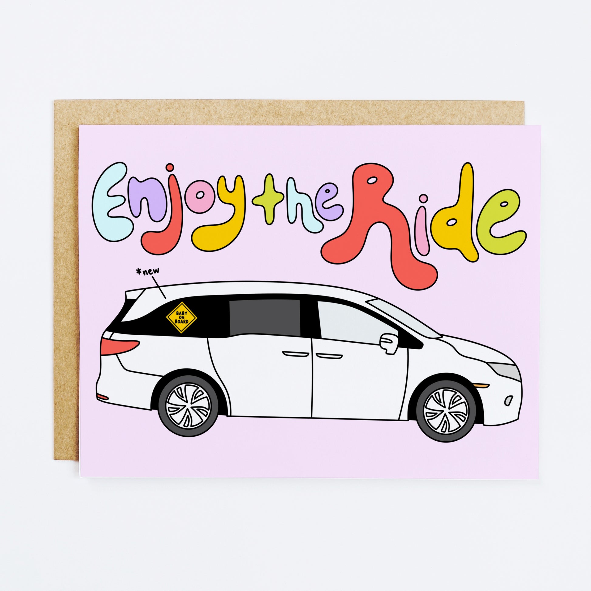 Motivational greeting card with 'Enjoy the Ride' inspirational message