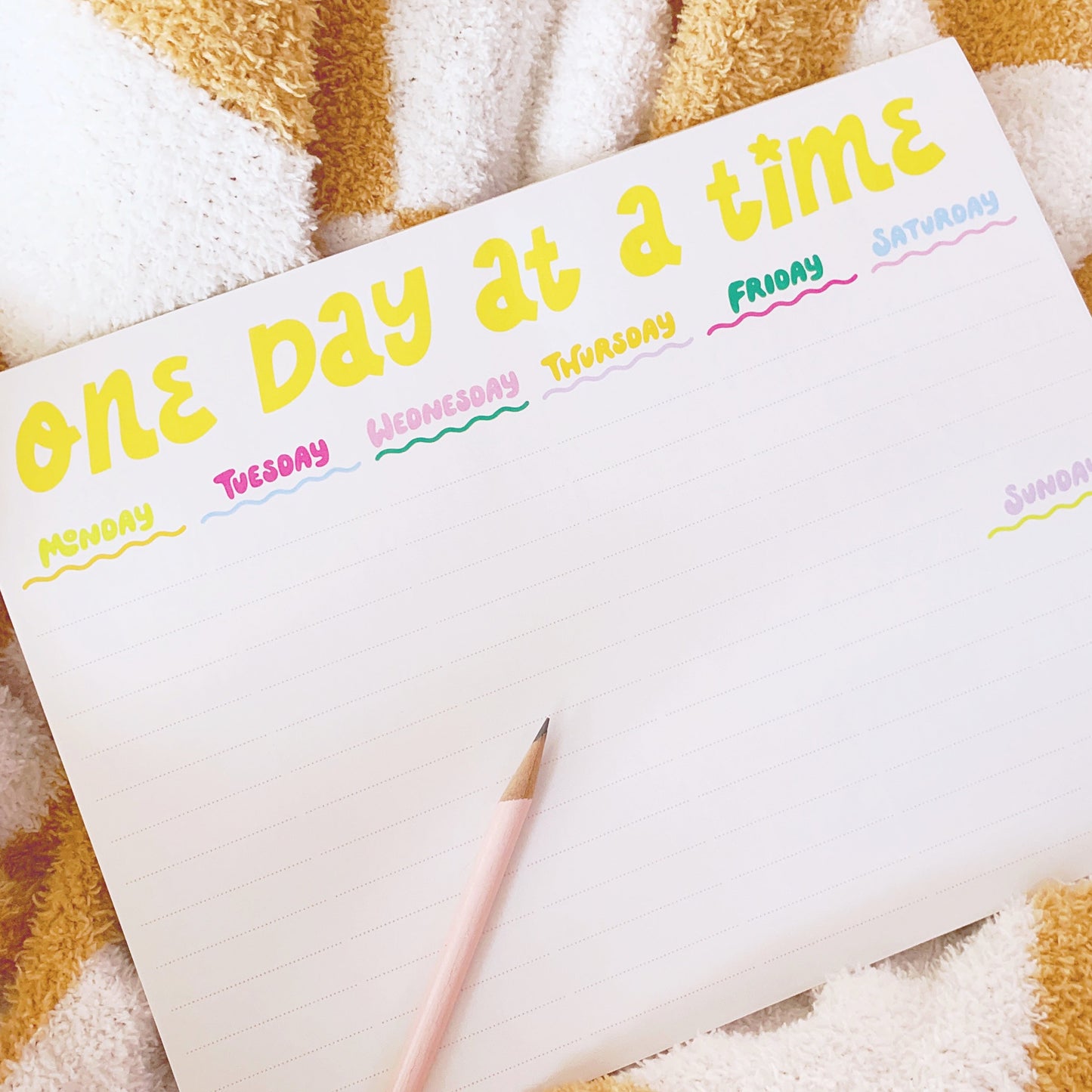 Detail view of One Day at a Time notepad