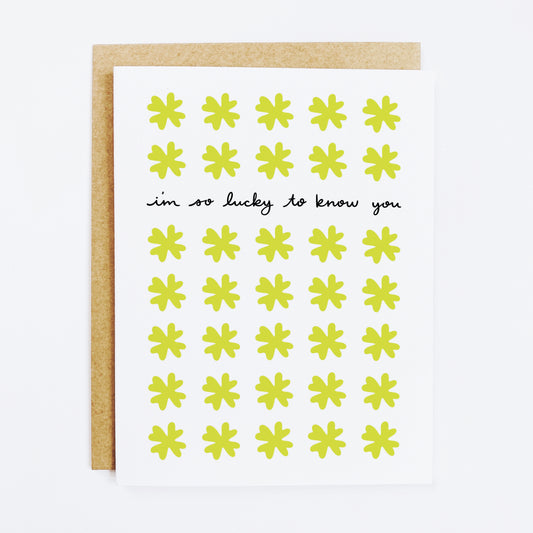 Friendship appreciation card with 'Lucky To Know You' grateful text