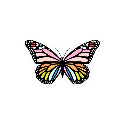 Colorful rainbow butterfly sticker with vibrant wing design