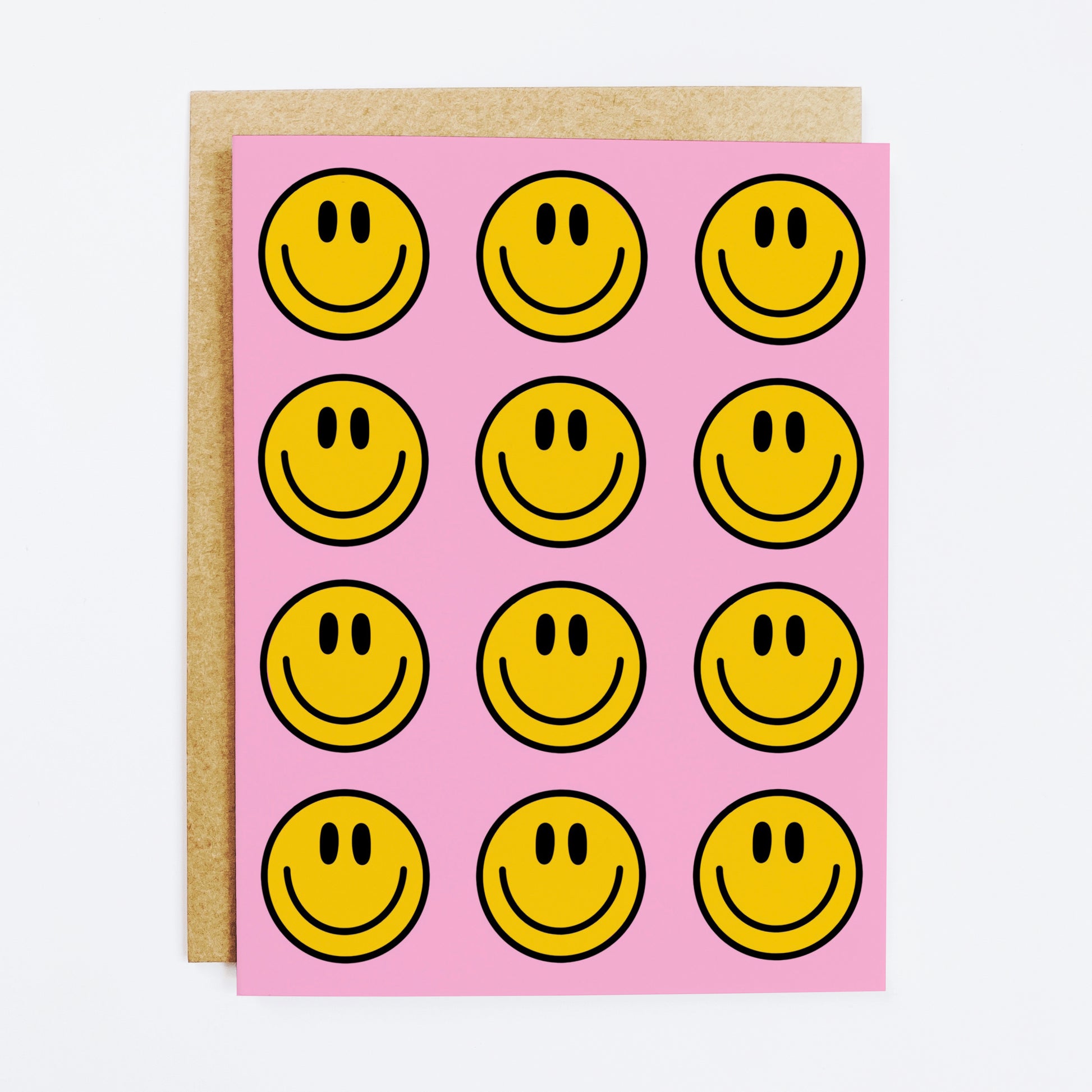 Joyful celebration card with repeated smile face