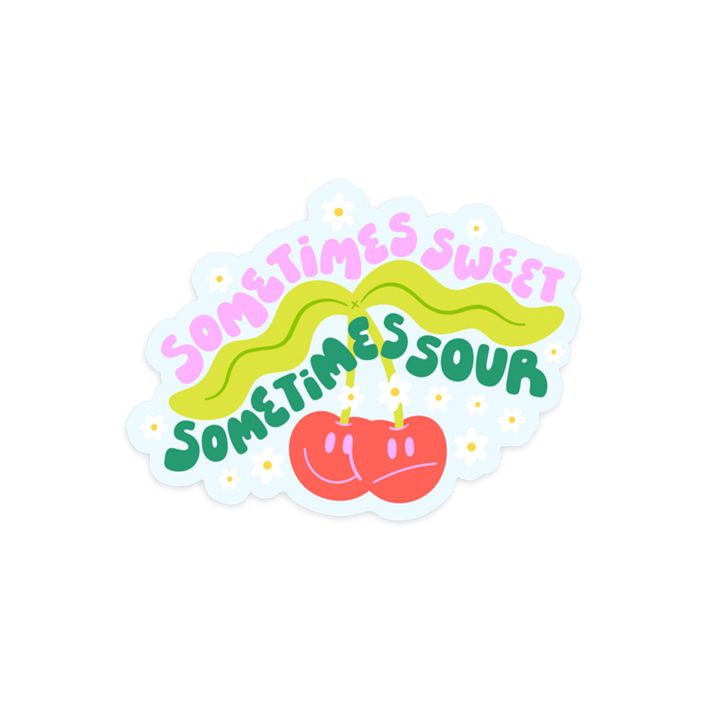 Dual personality sticker with 'Sweet and Sour' contrasting text