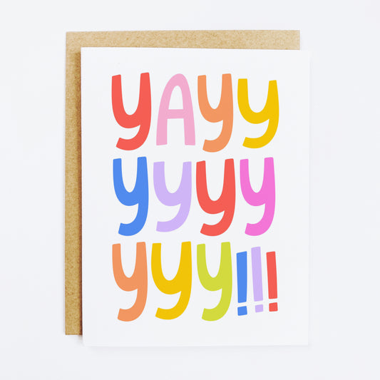 Celebratory card with enthusiastic 'Yayyyy' text and joyful design
