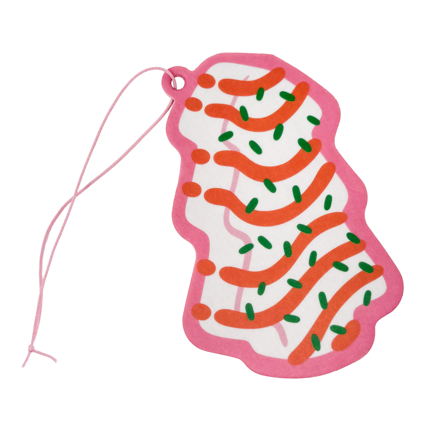 Christmas tree cake shaped air freshener with festive green and white design