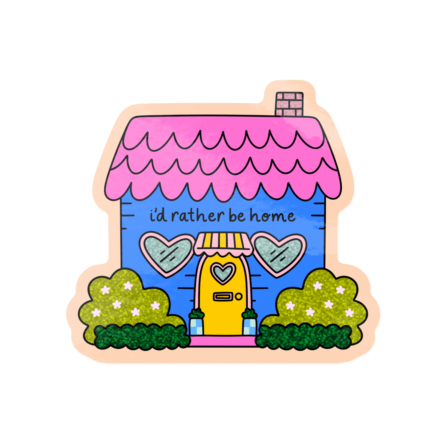I'd Rather Be Home Glitter Sticker - Waterproof Vinyl Decal