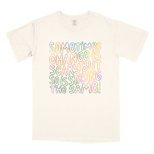 Inspirational t-shirt with 'Change' motivational message in modern typography