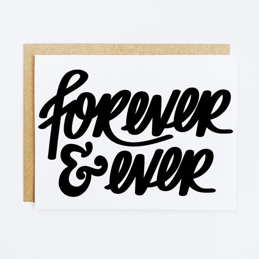 Romantic greeting card with 'Forever And Ever' text in elegant script