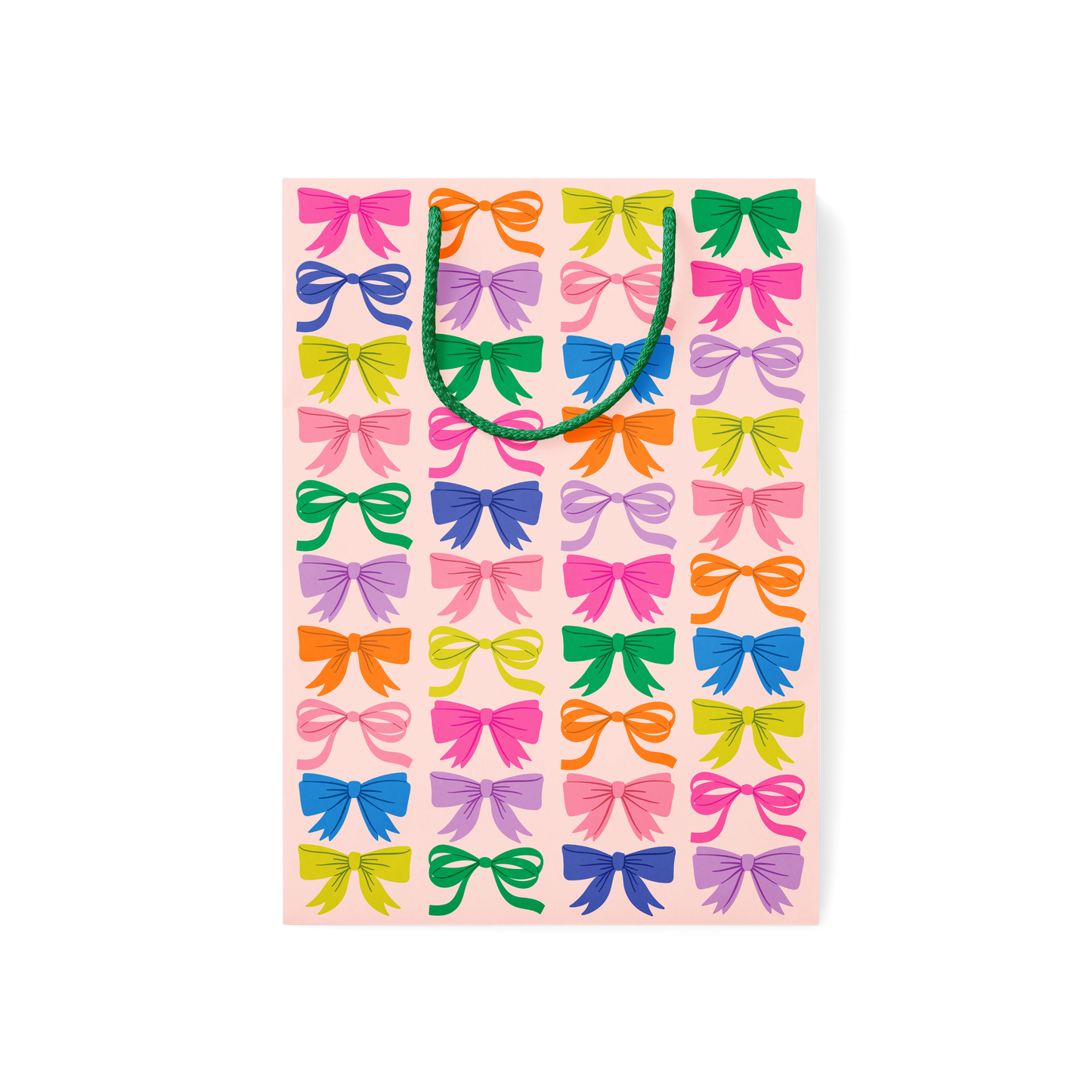 Feminine gift bag with multiple bow pattern design