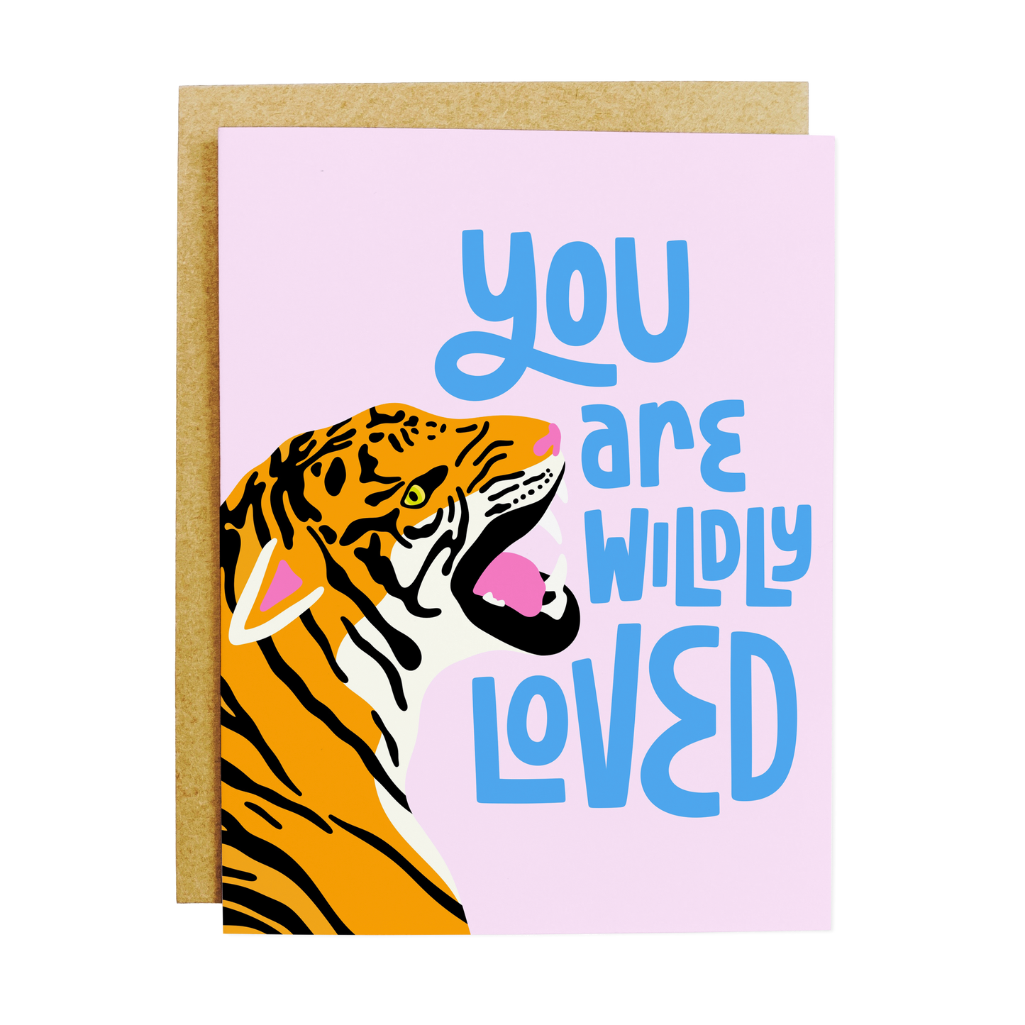 Greeting card featuring floral design with 'Wildly Loved' message in elegant lettering