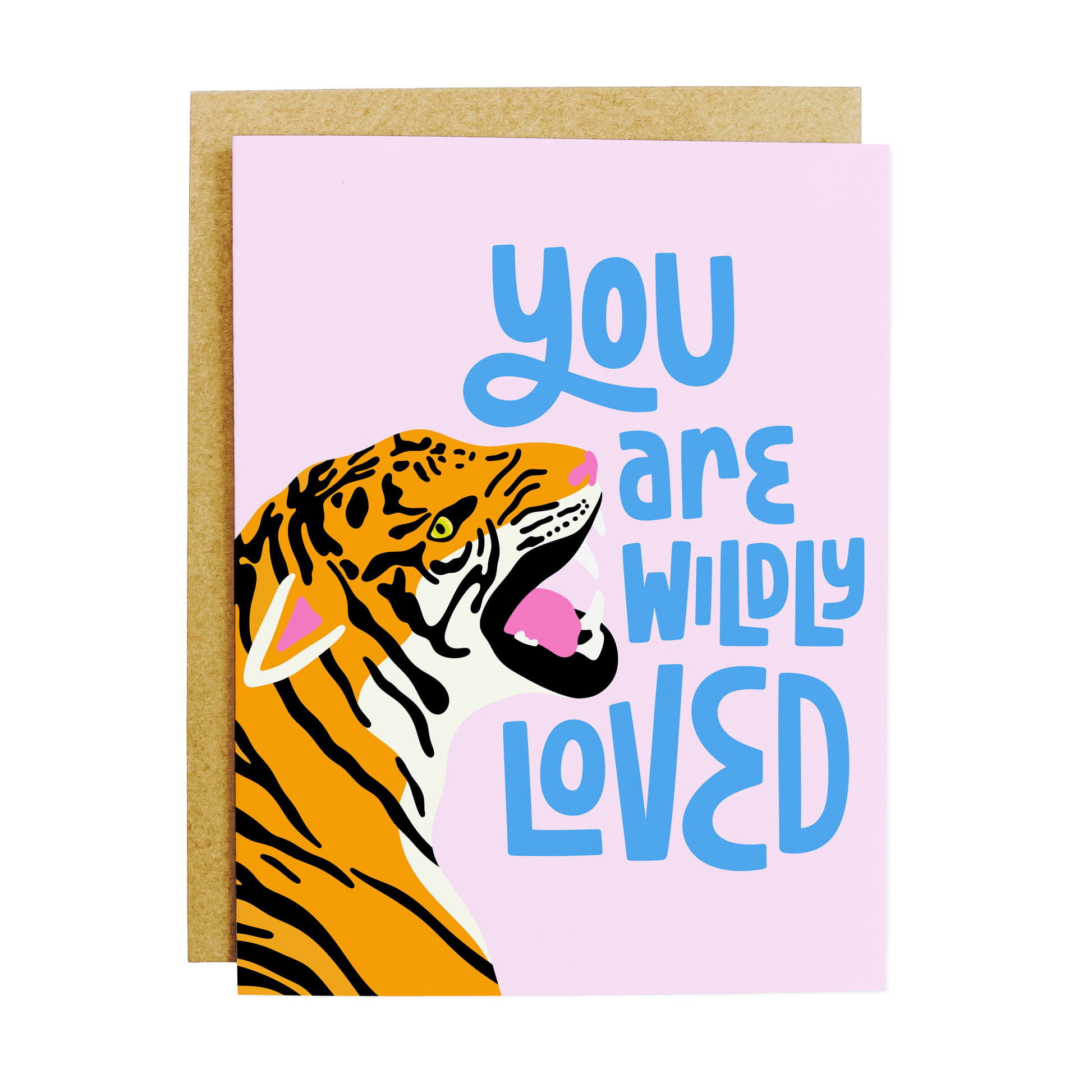 Greeting card featuring floral design with 'Wildly Loved' message in elegant lettering