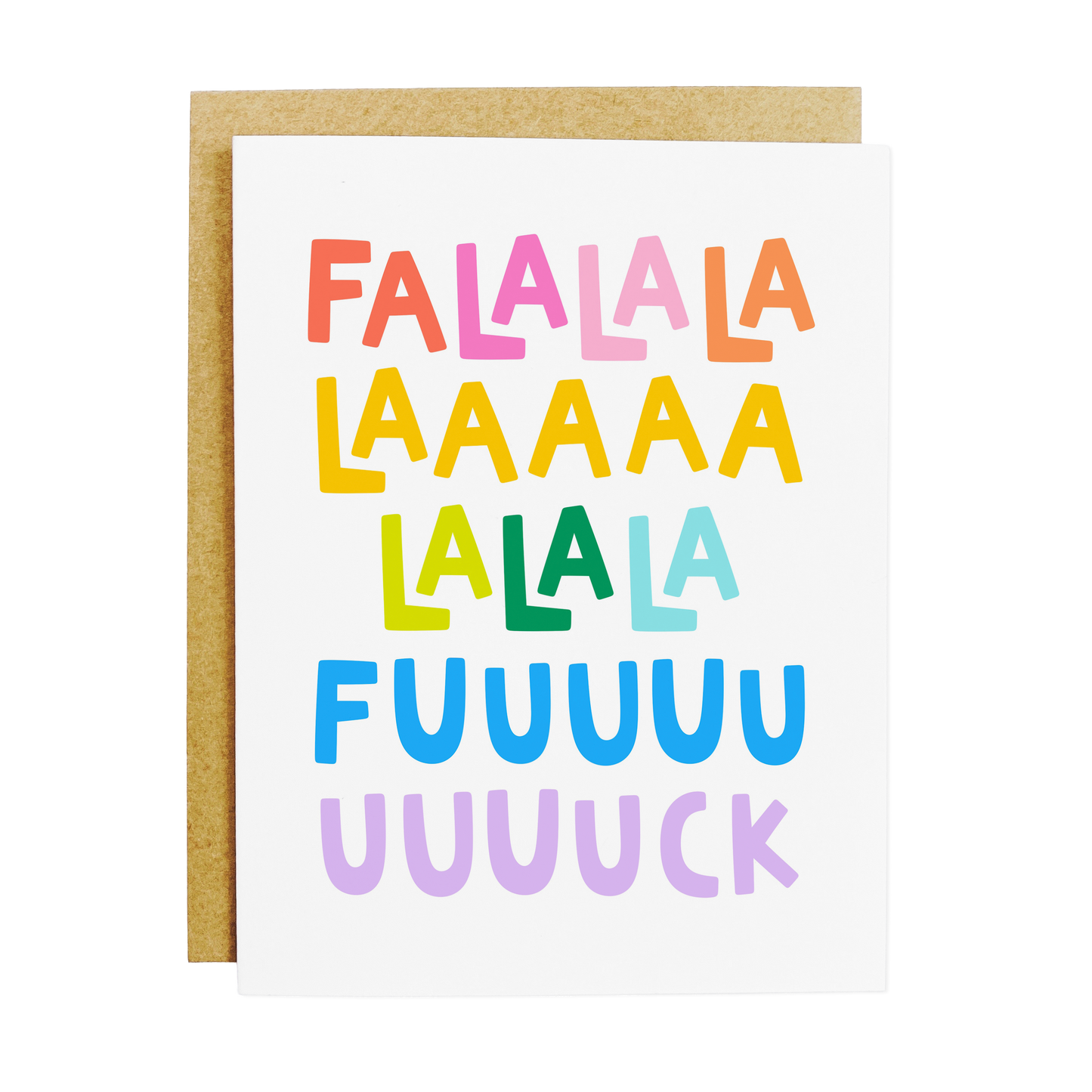 Holiday humor card with 'Fa La La Fuck' festive expletive twist