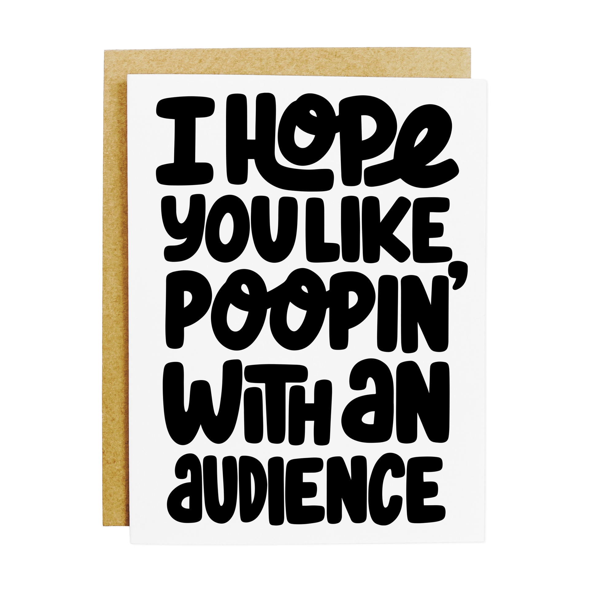 Humorous parenting card with 'Poopin' With An Audience' relatable text