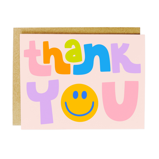 Smiley Thank You Card - Cheerful Gratitude Greeting Card A2 Size