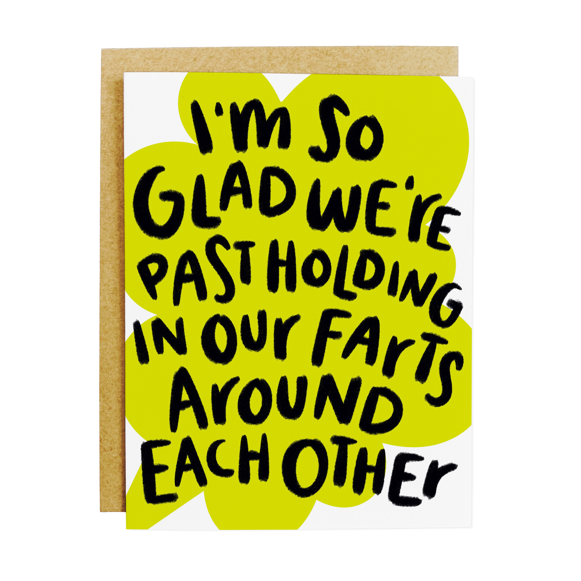 Humorous card with 'Glad For Farts' bathroom humor and gas joke