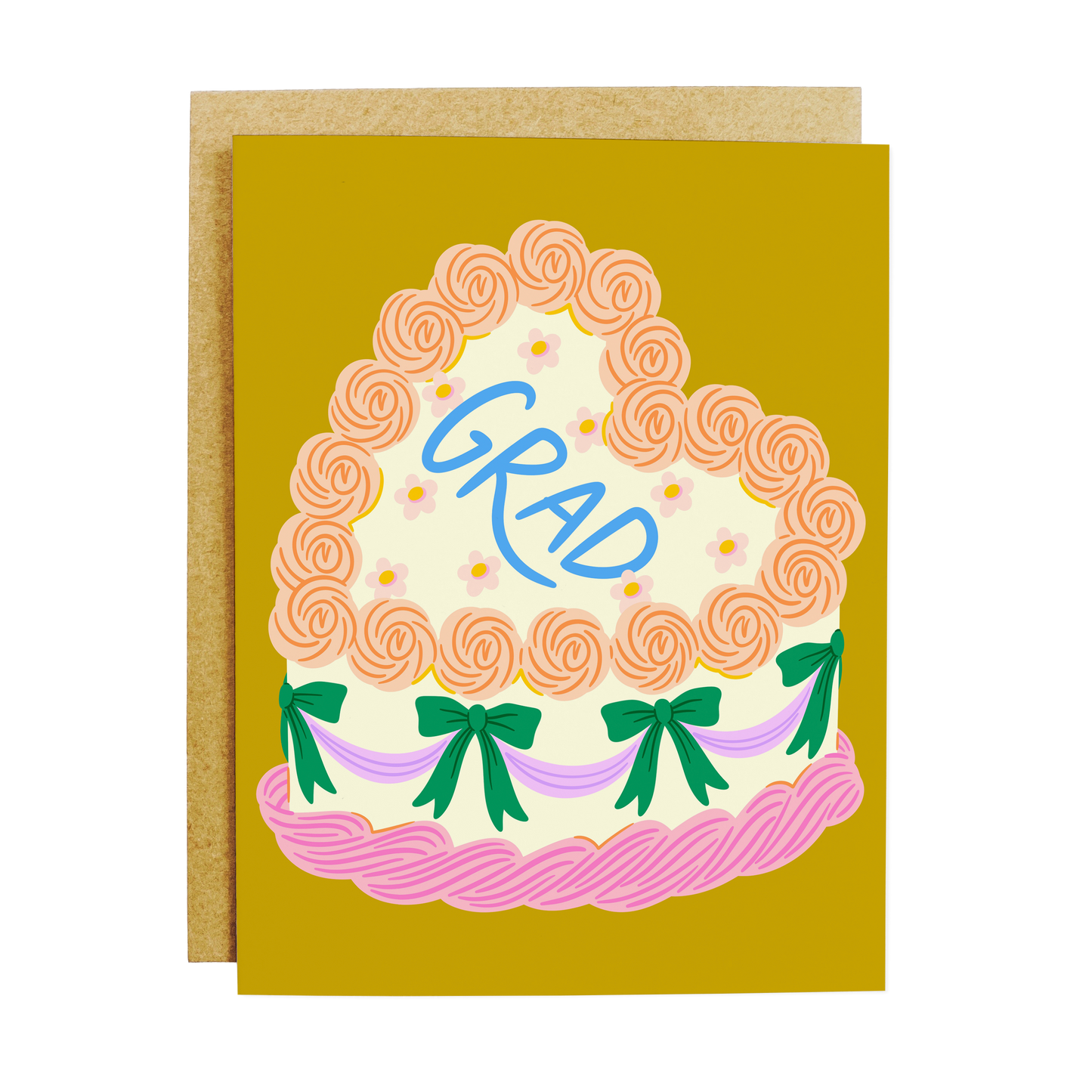 Graduation card with colorful cake design and celebration theme