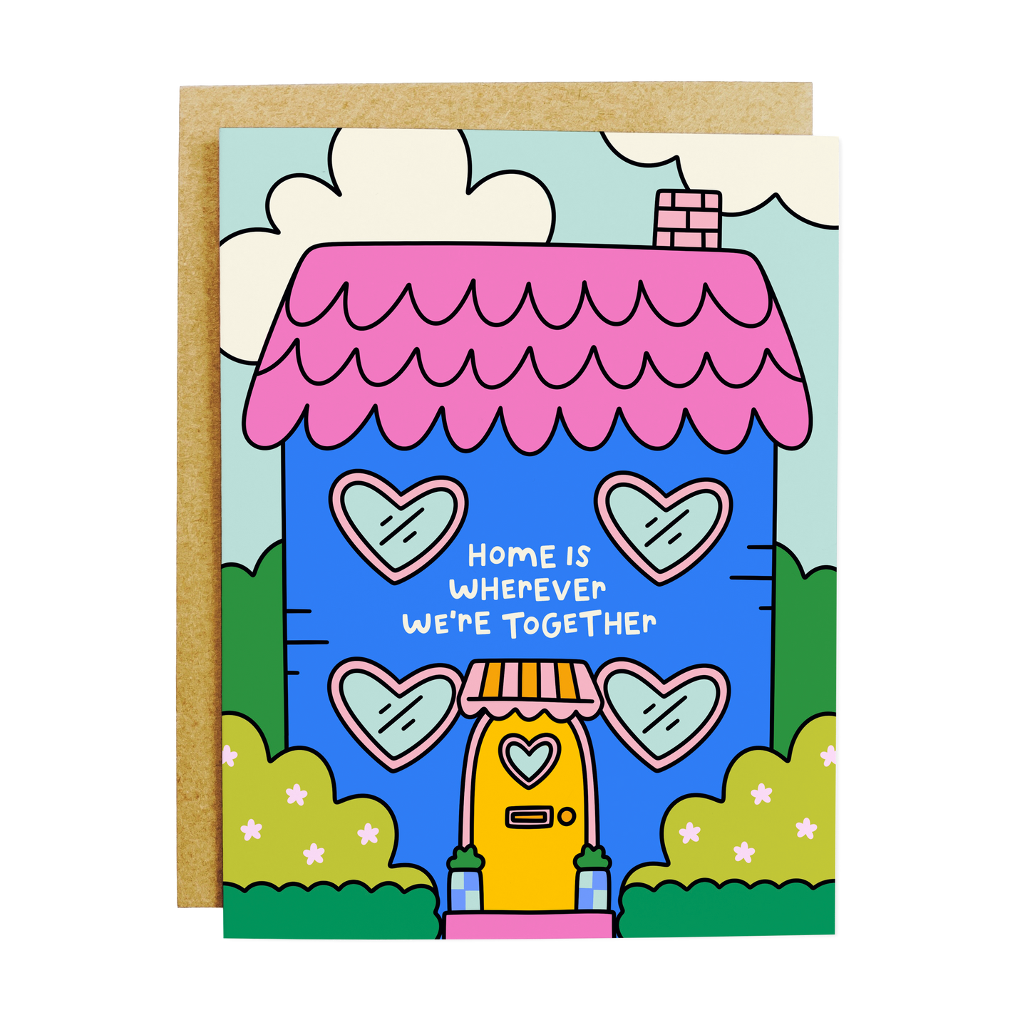 Family card with 'Home Is Where We're Together' love message