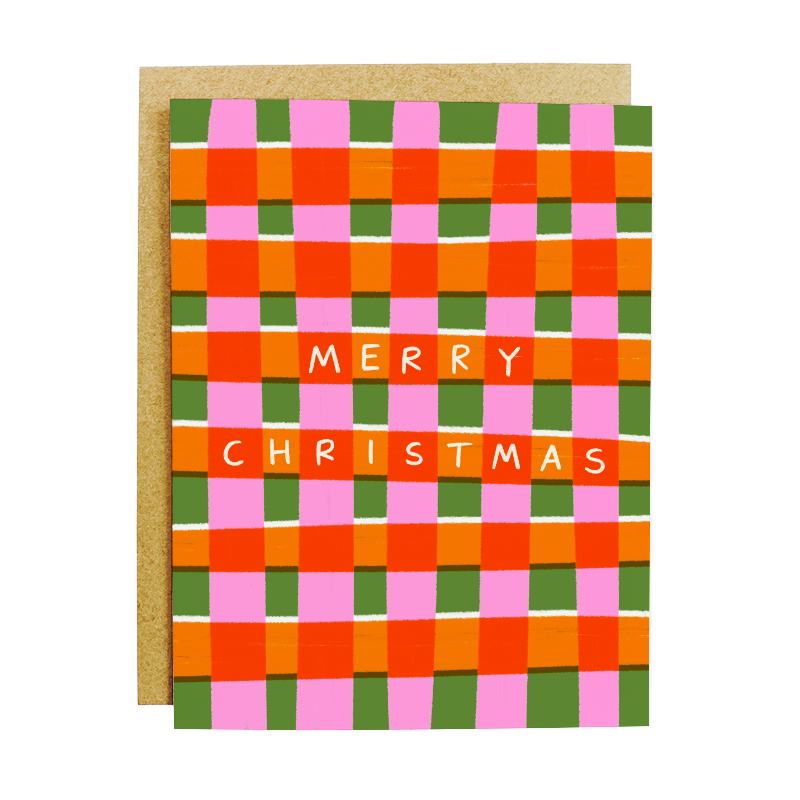 Plaid Merry Christmas Card - Classic Holiday Greeting Card