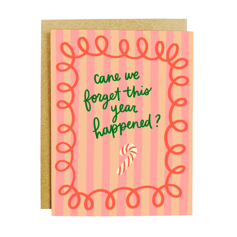 Cane We Forget This Year Card - Funny Christmas Greeting Card