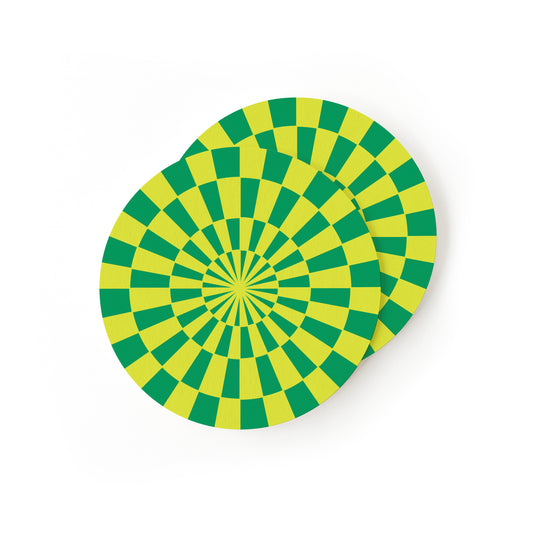 Fresh coasters with green checkered pattern design