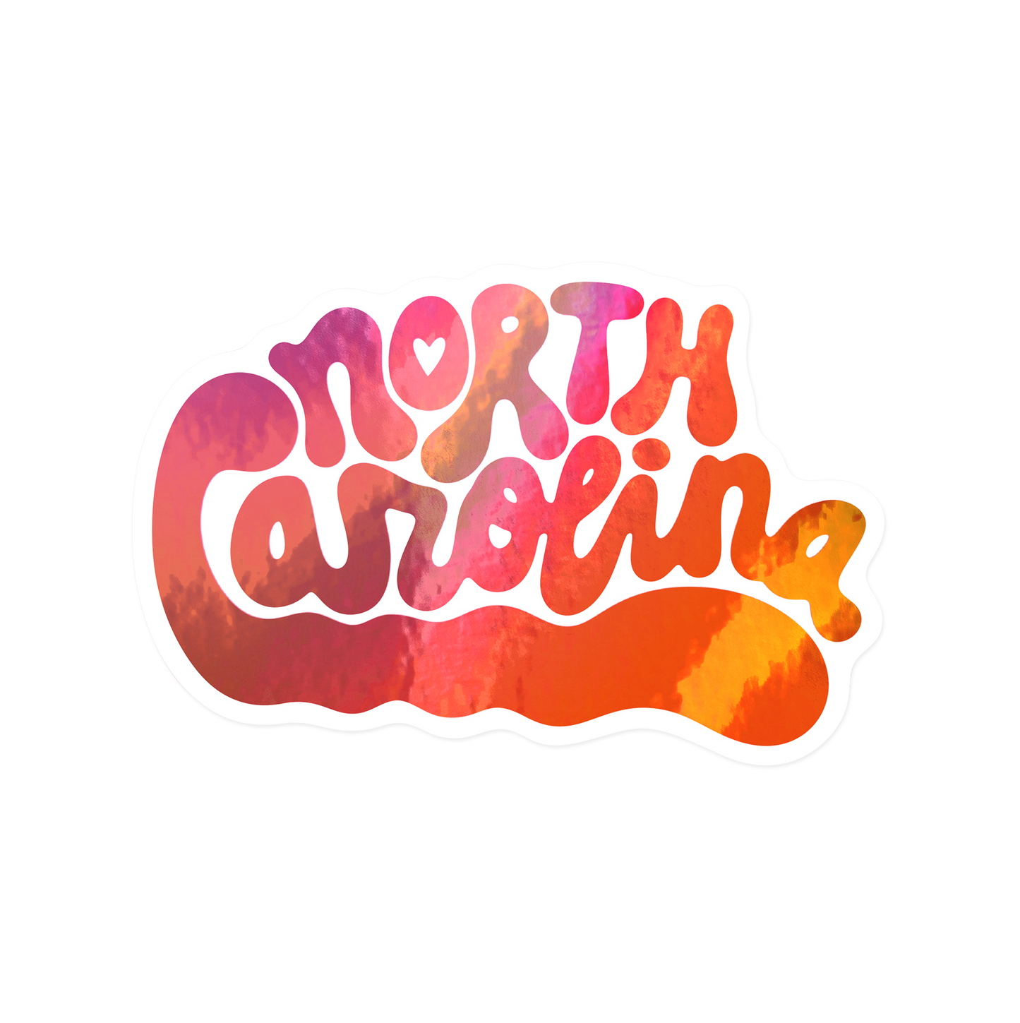 North Carolina sticker with bubble letter typography design