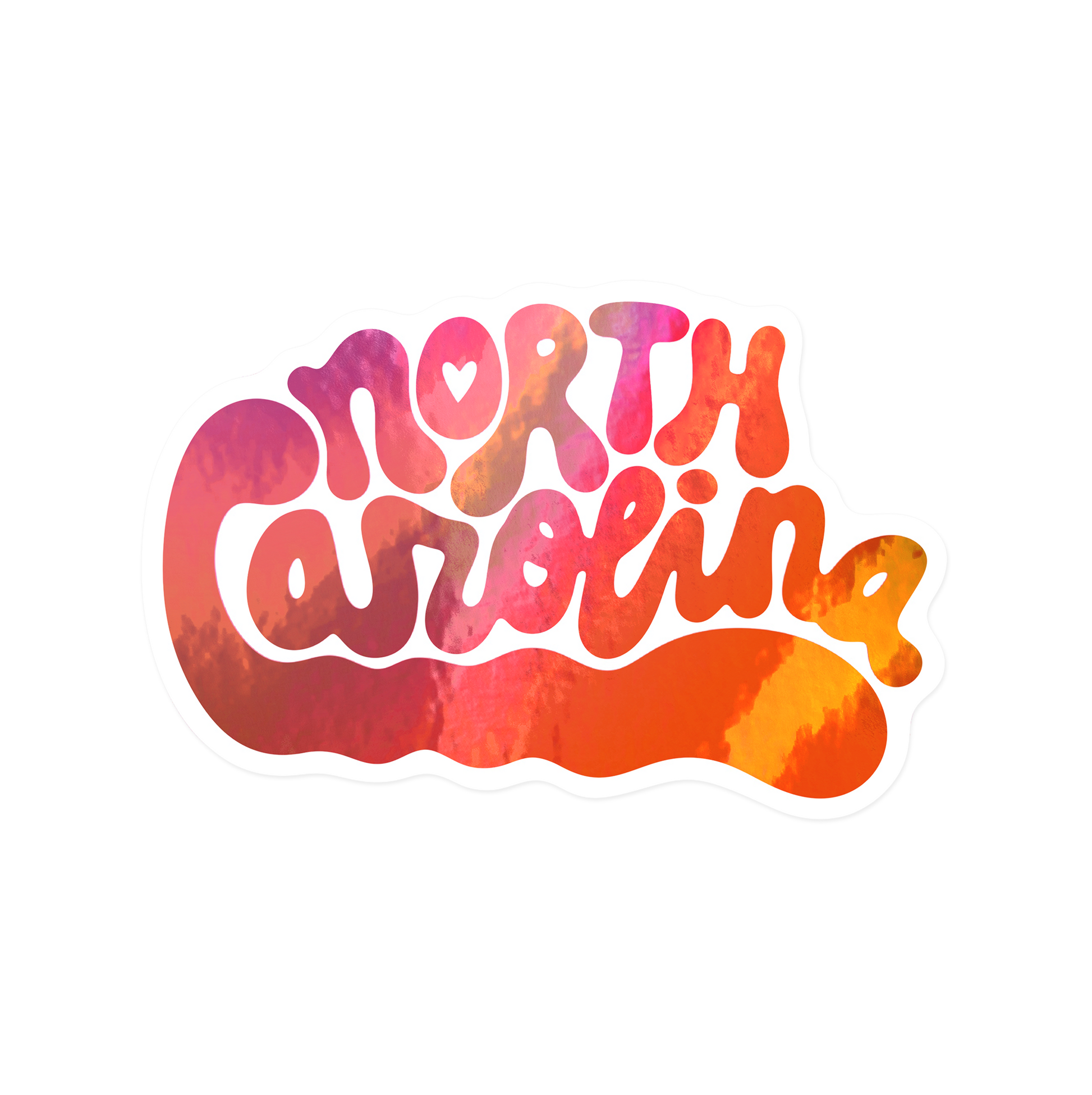 North Carolina sticker with bubble letter typography design