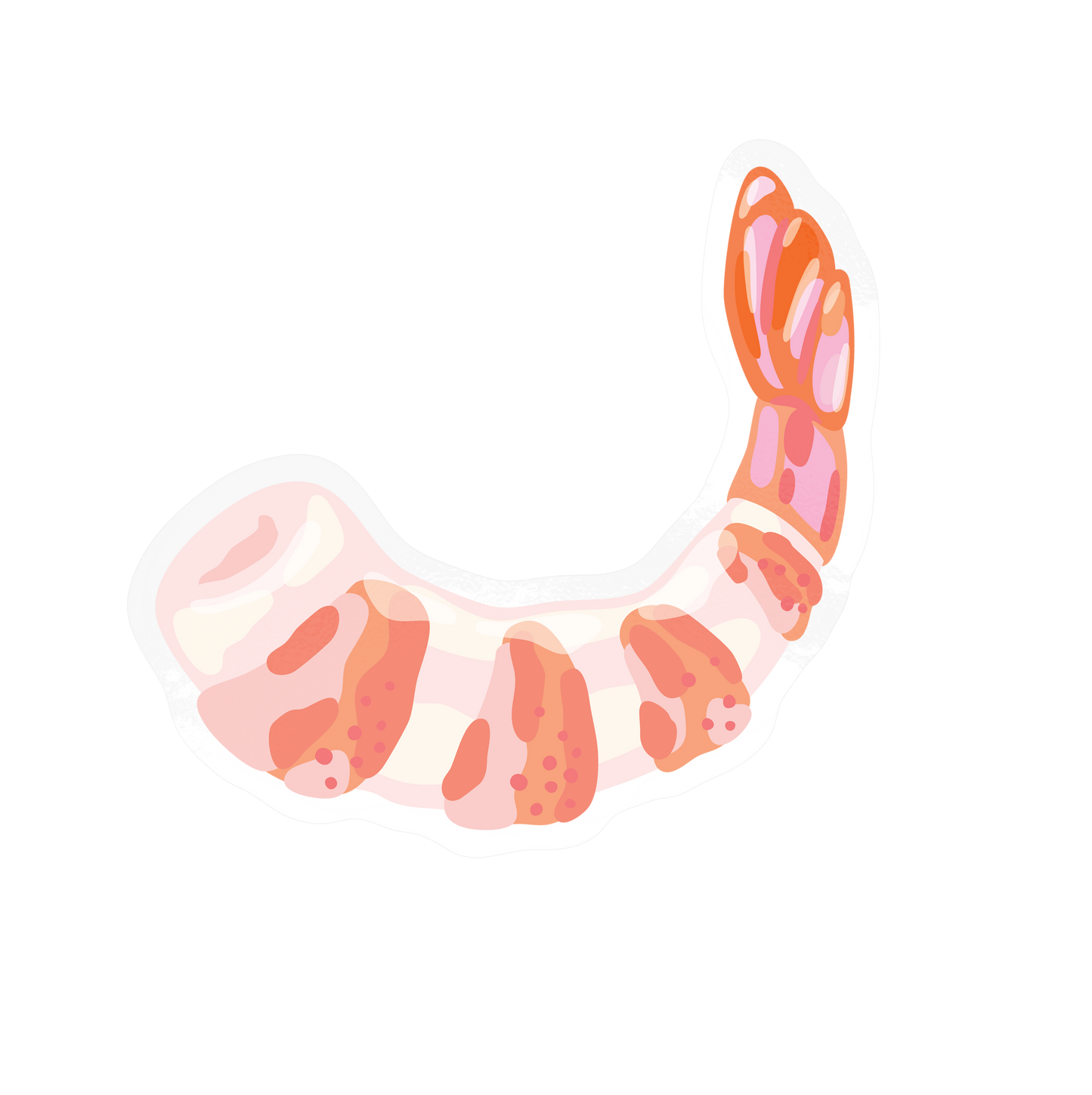 Artistic shrimp sticker with painterly pink design